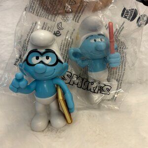 2025 Smurfs Movie Burger King Vanity Smurf & Brainy Smurf Toys (SKU: 295TO)